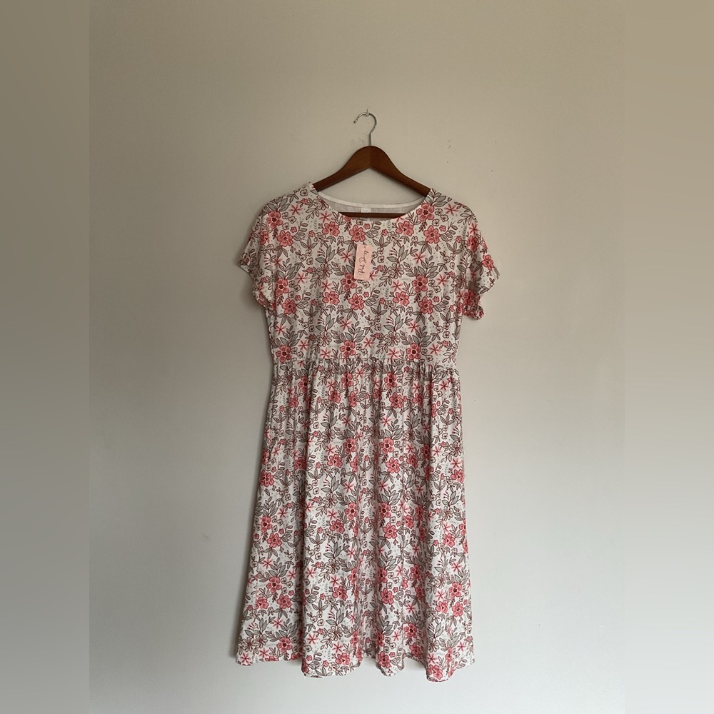 Pink Floral Midi Dress